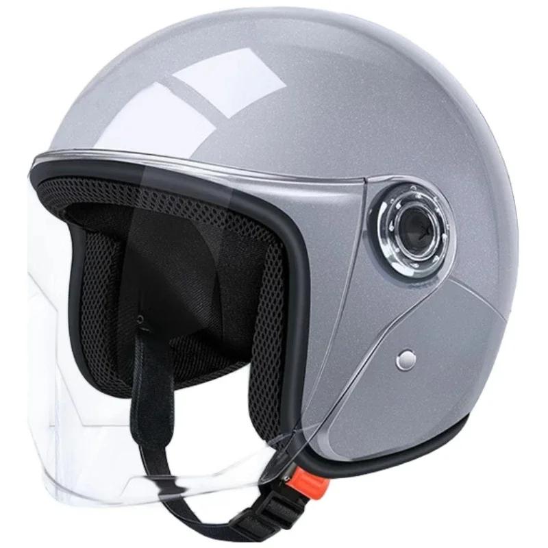 

Motorcycle Helmet Men Woman Electric Riding Lens Helmet Four Seasons Comfortable Ventilation Adjustable Safety Helmet серый