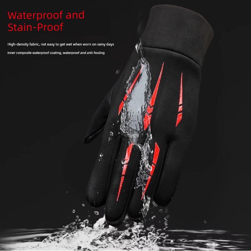 Windproof and Fleece-Lined Warm Motorcycle Winter Cold-Proof Riding Gear Full-Finger Men's Touchscreen Gloves Non-Slip