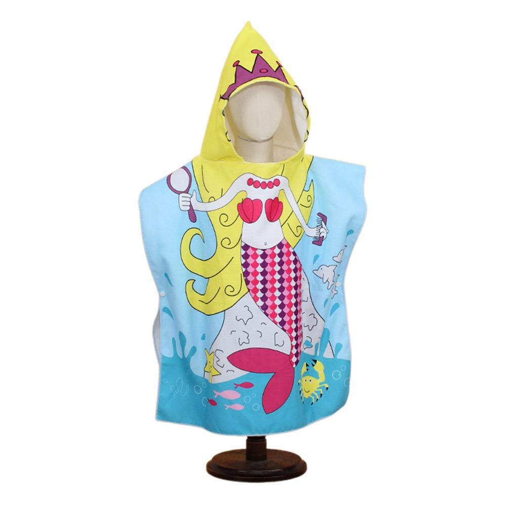 Cute Absorbent Bath Towel Shower Hooded Design Poncho Bathrobe Swimming Cover Towels Water Activities