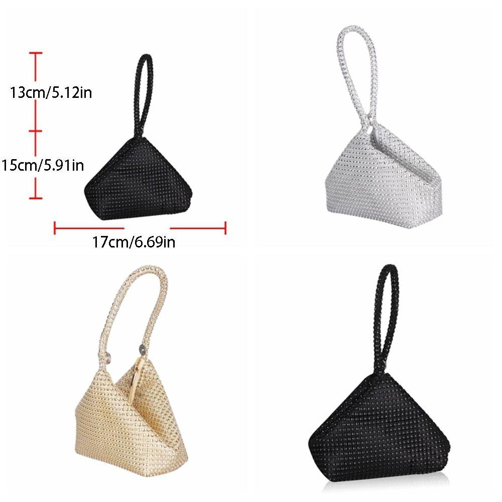 Sparkling Glitter Imitation Rhinestone Clutch Triangle Design Women Handbag  Evening Party