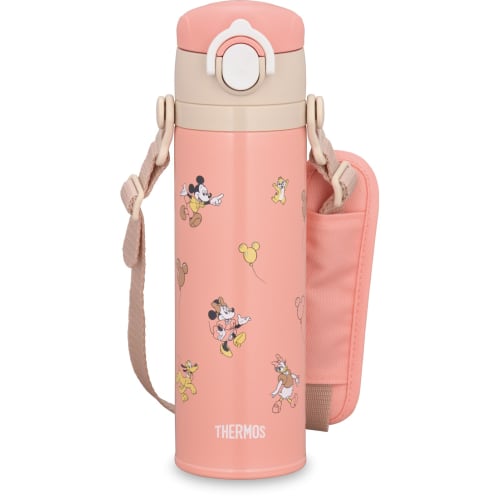 Thermos Vacuum Insulated Kids' Mobile Mug, 500ml, Minnie Mouse Design, Pop Pink, with Detachable Strap and Shoulder Pads, Perfect for School or Kinder