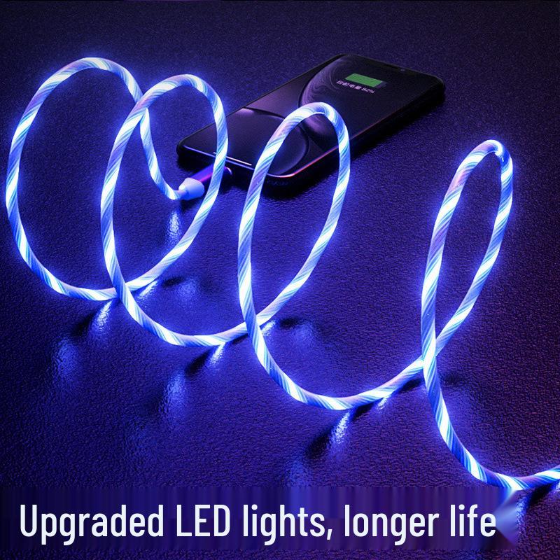 Type-C Flowing Light Data Cable for Apple, Huawei, Xiaomi - 2A Luminous Nightclub Style