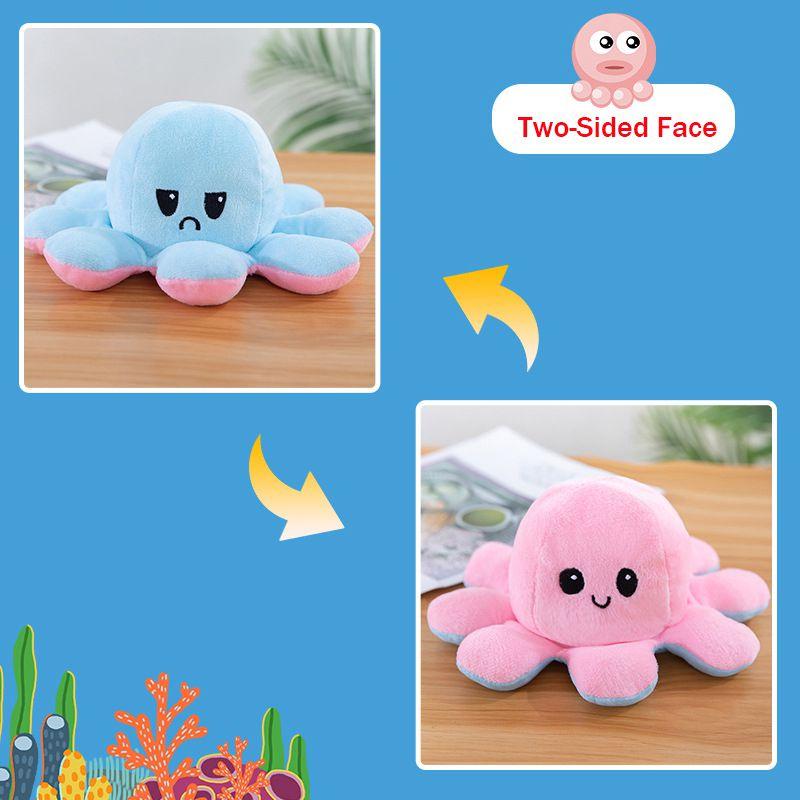 Adorable Double-sided Flip Reversible Octopus Plush Toy In Soft And Lifelike Style