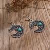 Retro Moon Turquoise Earrings - European & American Style Fashion Jewelry