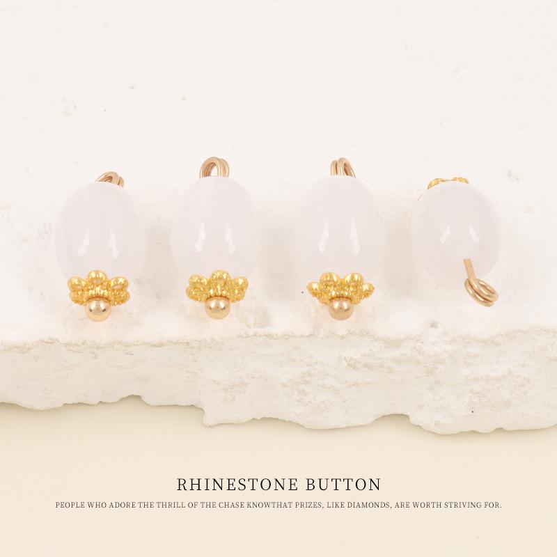 5pcs Guofeng Shirt Cardigan Button Resin Pearlescent Flower Tray Round Bead Button Chinese Hanfu Tang Suit Disc Button Cheongsam Button