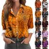 Women's Long Sleeve Button Halloween Printed Casual Shirt Top