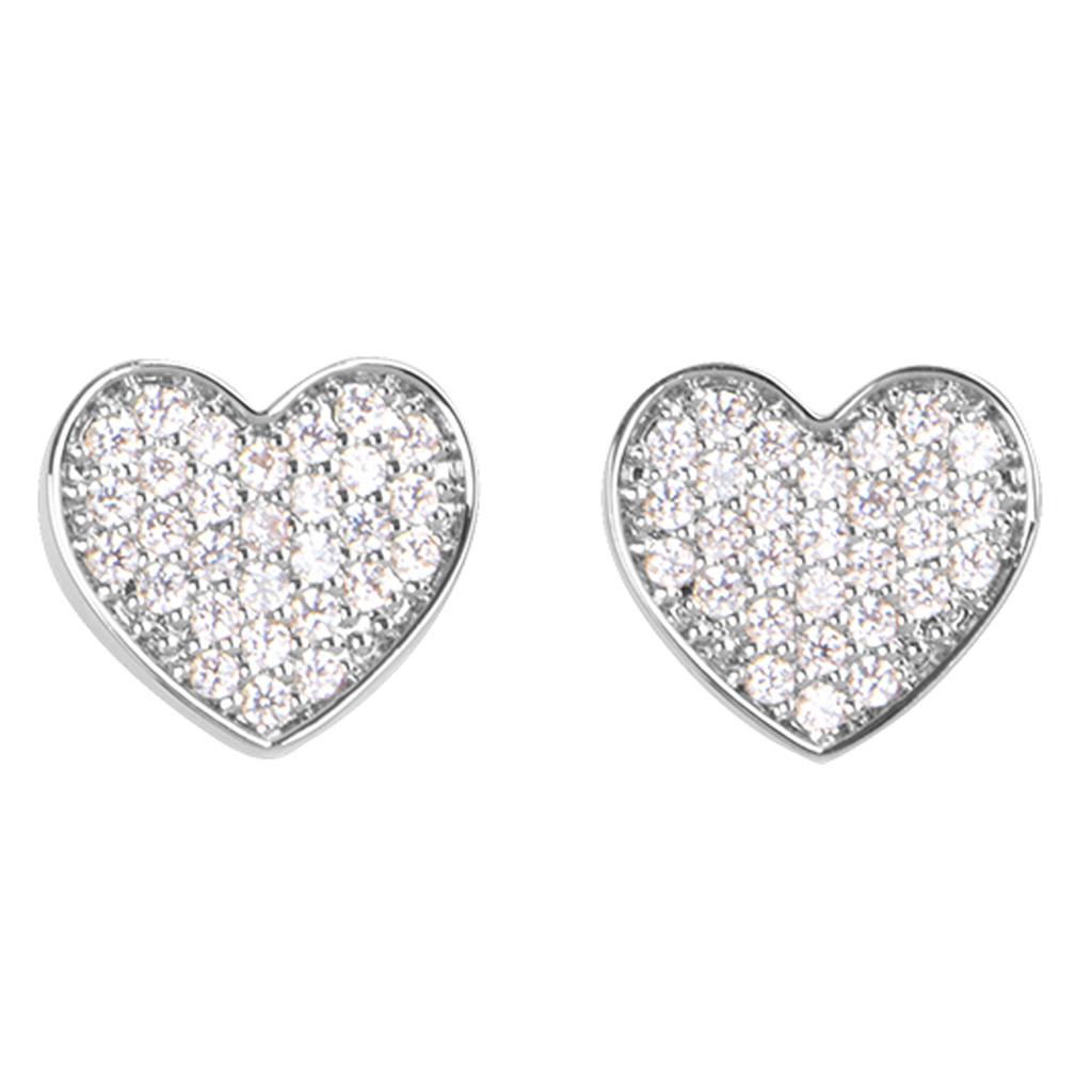 Altesse [Q9837] - Silver Earrings 'Love' Silver White (rhodium-plated) - 9x8 Mm