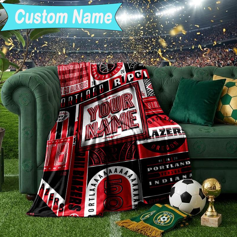 Custom Name Blanket Portland Blazers Artwork Blanket Bedding Blanket for Travel, Camping, Living Rooms, Offices, Sofas, Fan Christmas Gift