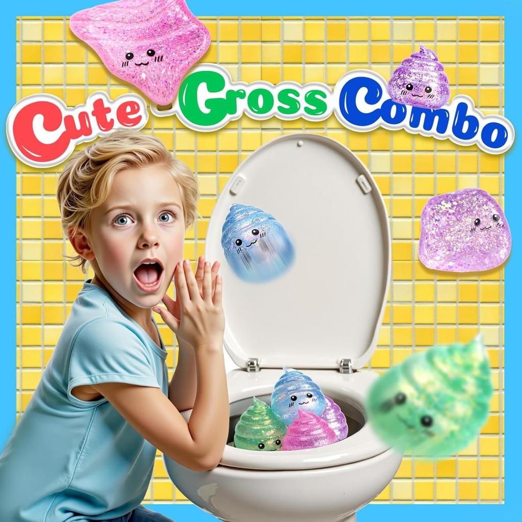 Neuheit Squishy Kackhaufen Stressball Squishies Spielzeug Glitzer Lustig Dehnbar Quetschen Fidget Spielzeug für Kinder Erwachsene Aprilscherz Streich Geschenk