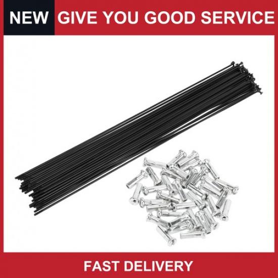 1 Set 14G 291mm Length Bicycle Spokes Nipple Carbon Steel Black Universal New