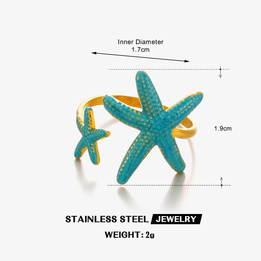 

LATS Shells Octopus Crabs Starfish Stainless Steel Rings for Women Men Dripping Oil Ocean Holiday Zircon Fashion Accessories resizable