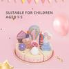 Wooden American - Style Birthday Cake Playset - Pretend Play Toy With Removable Slices Candles & Decorations For Kids' Party Fun