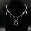 Unisex Hip Hop Heart Pendant Necklace - European Korean Trendy New Thorn Rivet Versatile Accessories for Men and Women