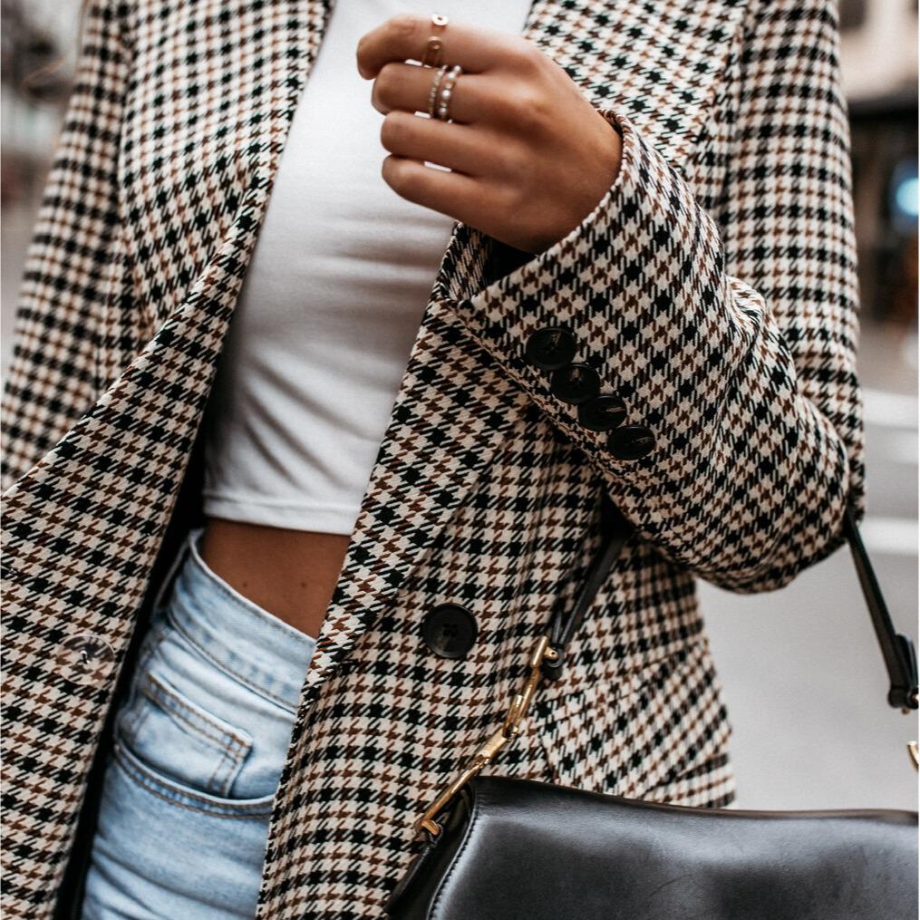 European and American Style Plaid Blazer