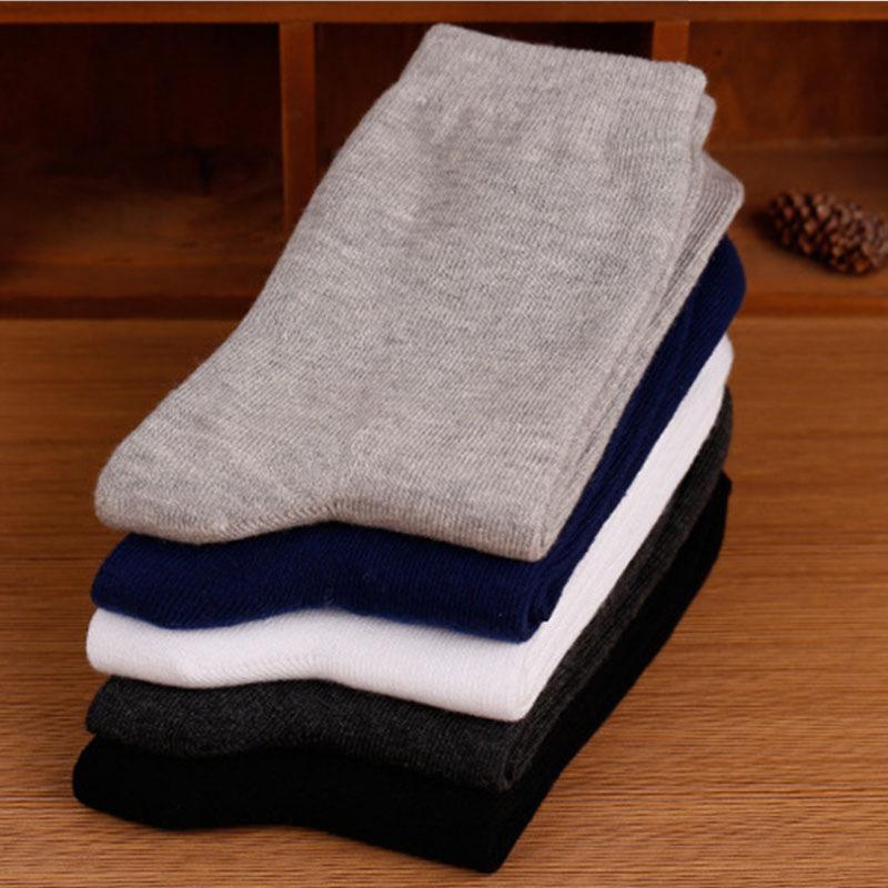 

5/10 пар мужских носков до середины икры, всесезонные, делового стиля, дышащие, влагоотводящие, однотонные, универсальные, хлопковые, удобные 5 Pairs