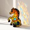 Yousheng Animal Table Lamp, Colored Glass Chicken Squirrel Monkey Mouse Horse Cattle Night Light, Warm Light Bedside Lamp for Bedroom Living Room