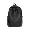 Soft Leather Schoolbag Solid Color Student Backpack Women's Large Capacity Backpack Men Computer Travel Backpack