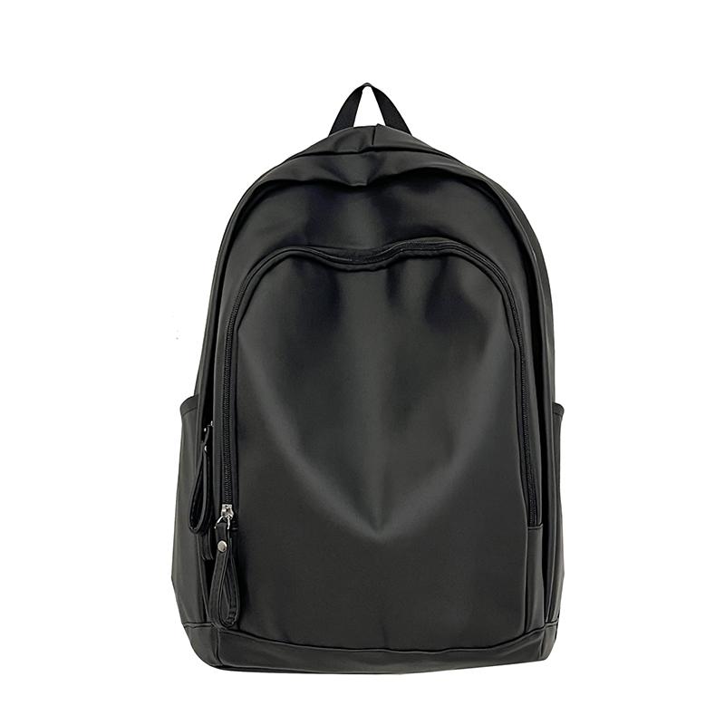 Soft Leather Schoolbag Solid Color Student Backpack Women's Large Capacity Backpack Men Computer Travel Backpack