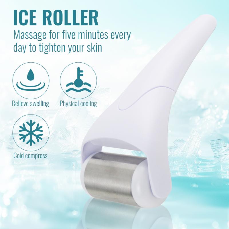 Facial handheld massage roller instrument,stainless steel ice roller for slimming andbeauty; cold compress to tighten pores