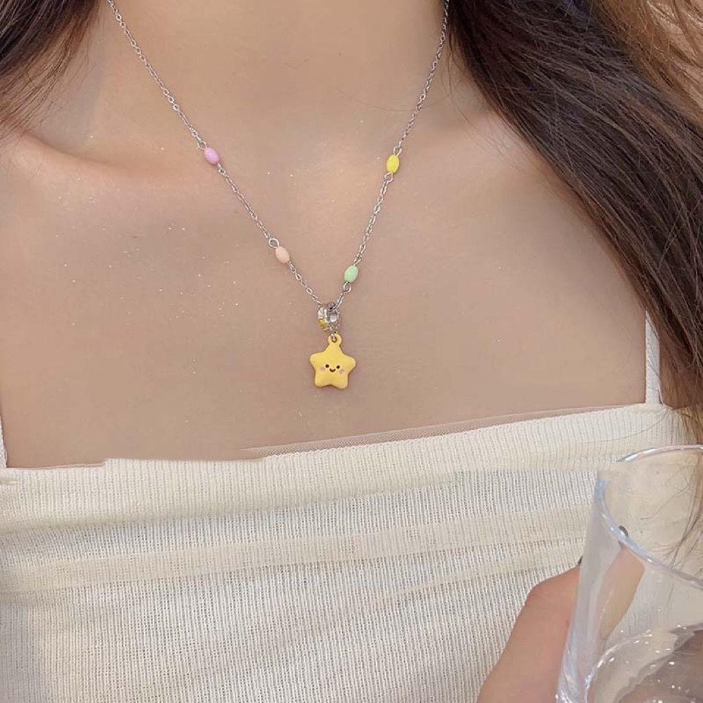 Xiaohongshu same color star drop glaze necklace female cartoon cute 2024 new niche design clavicle chain