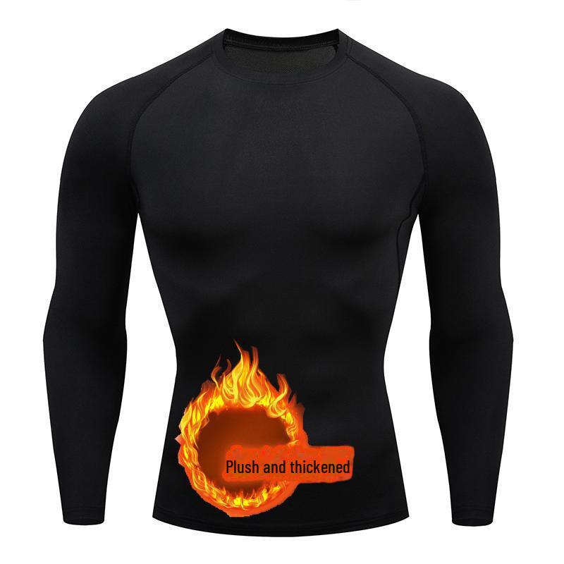 Men's Quick-Dry Sports Suit: Long-Sleeve Running & Basketball Tights with Fleece for Autumn/Winter.