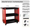 Bolin Three-Layer Mobile Tool Cart with Steering Brake and Storage