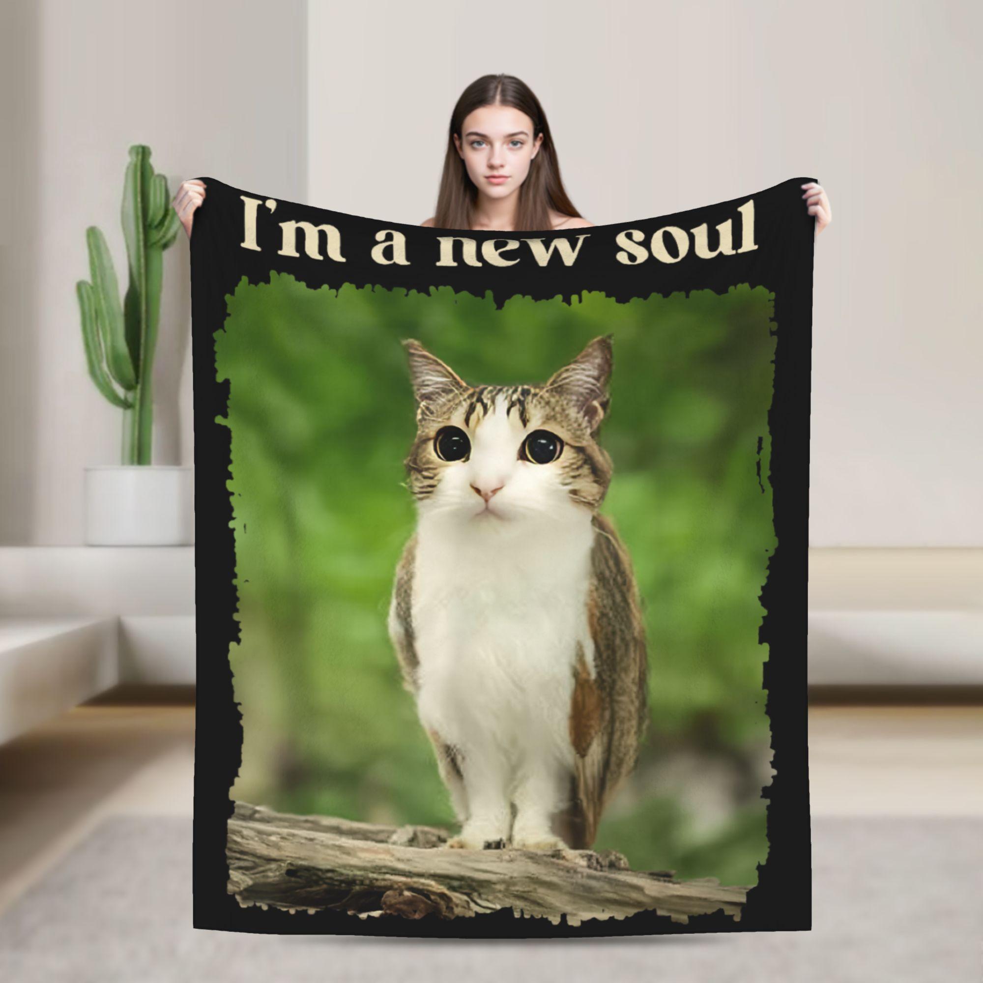 Super Soft Blanket Decorative Meowl Cat Owl Meme Throw Blanket Brainrot Gen Meme Flannel Bedspread For Couch Bed Sofa Bed Cover 75X95CM