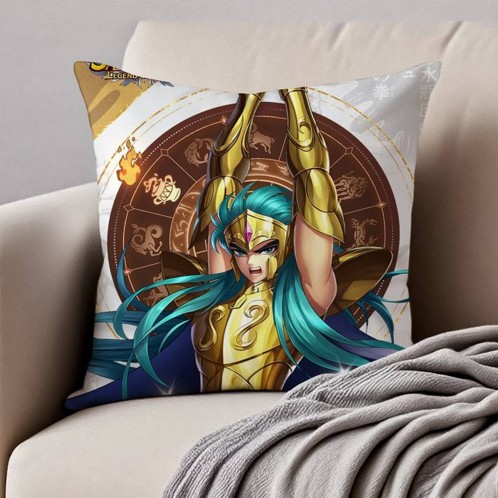 Animation 12 Gold S-Saint S-Seiya Kissenbezug Anti-Hausstaubmilben Kissenbezug Unsichtbarer Reißverschluss Seidig Kurzer Plüsch Sofakissenbezug