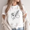 (Asian Size) Short Sleeve Clothing Feather Love Cute  Print Female Casual Fashion T Women's Top Graphic Tee T-shirts