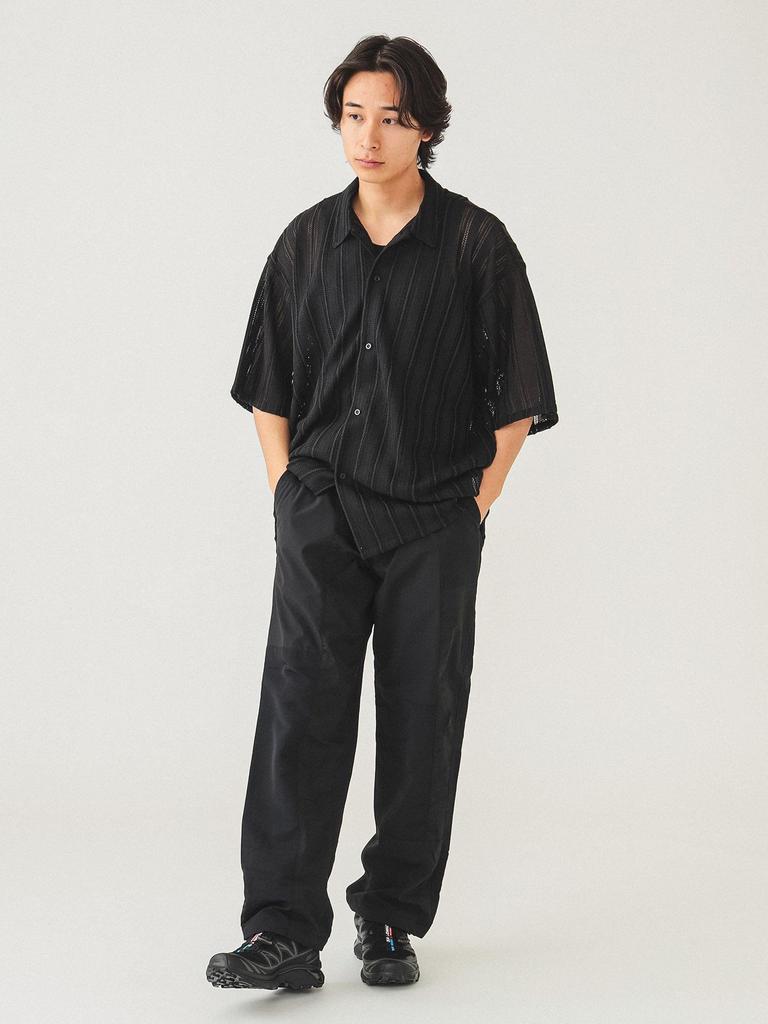 Shirt Mesh Open Collar Shirt SUMIKURO M 11011512147 [BEAMS] S/S Men's