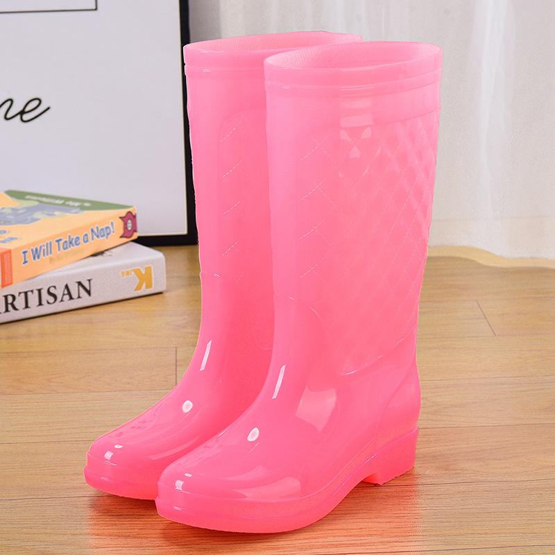 Jelly water boots tall waterproof shoes crystal rubber shoes non-slip cover shoes women's summer fashion rain shoes rain boots transparent thickened