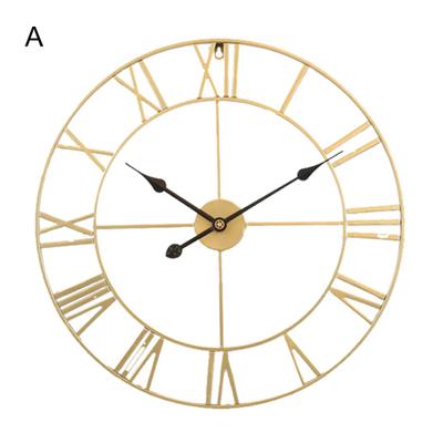 Wall Clock Roman Large Decorative Numerals Rust-proof Wrought Iron Silent Clock for Home