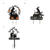 Handmade Witch Garden Stake Black Finish Powder Coated Metal Art Witch Silhouette Stake Halloween Decor