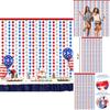 Beautiful Red Blue And Silver Starry Curtain For Independence Day Party Decorations