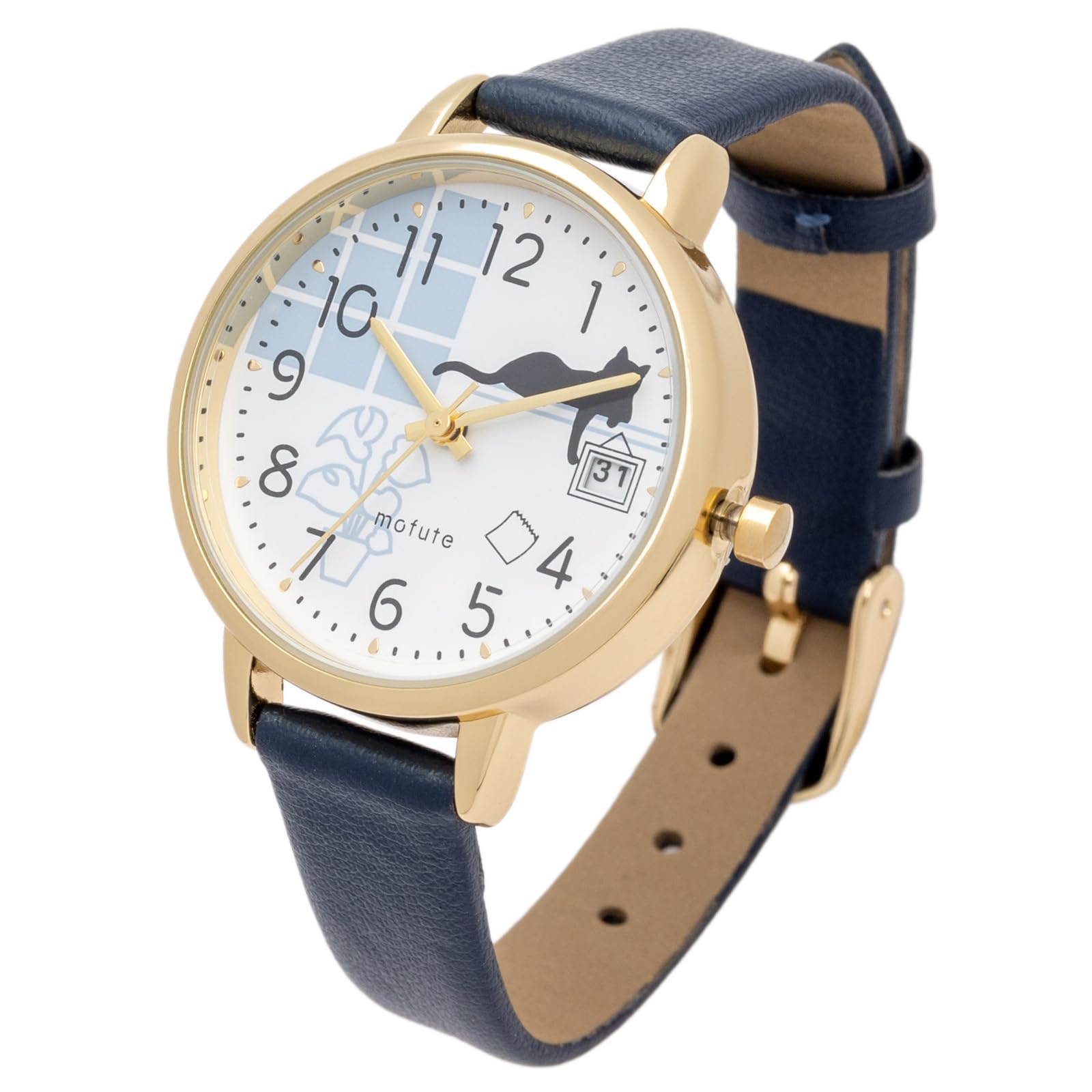 Fieldwork Analog Leather Cat Women s Watch, Strap, Calendar, Date, Design, Navy, ST295-4