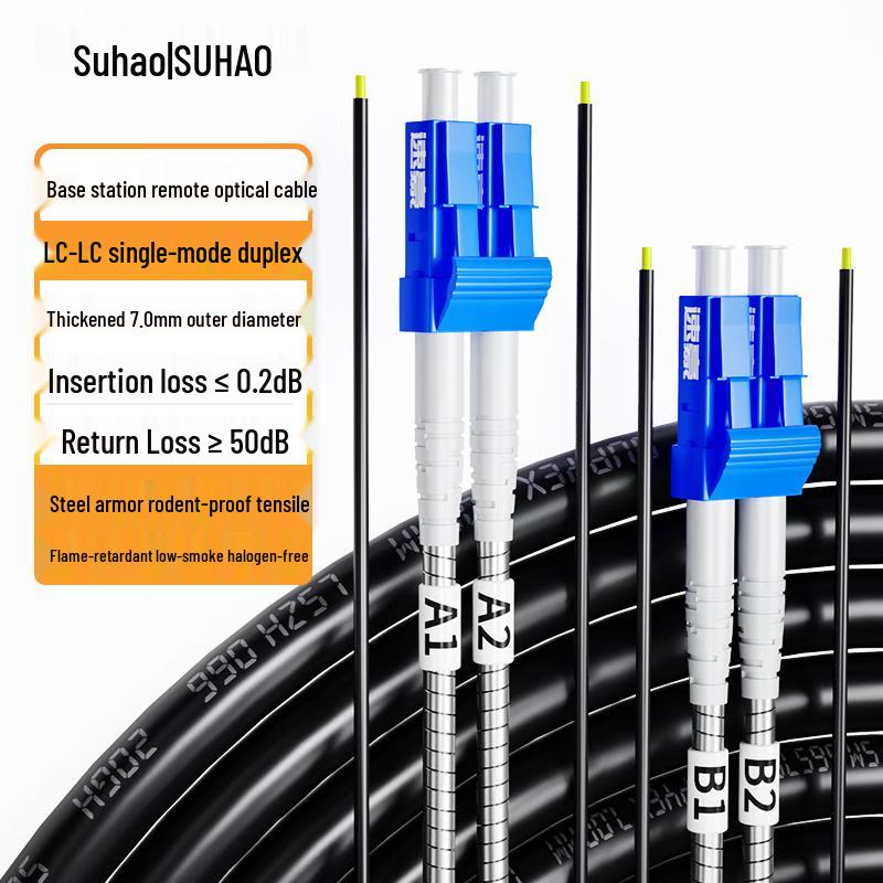 Suhao Outdoor Armored Single-mode Dual-core LC-LC Fiber Optic Patch Cord