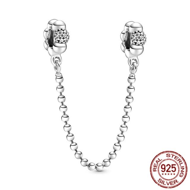 Charm-Anhänger aus 925er-Sterlingsilber mit funkelnder Pavé-Krone, O-Baum, Sicherheitskette, passend für Original-Fasion-Armbänder, DIY-Frauenschmuck, Geschenk