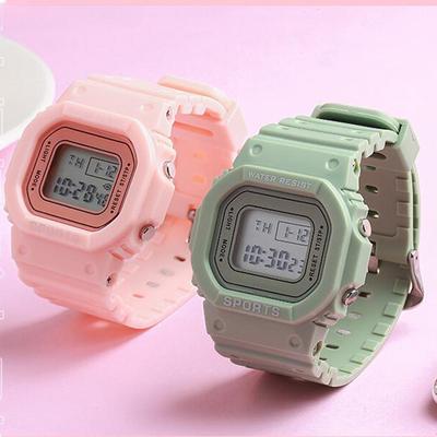 Sporthorloge Jongens Meisjes Student LED Elektronisch Horloge Kleurrijke Mannen Vrouwen Vierkante Digitale Horloges Waterdicht Rubberen Klok