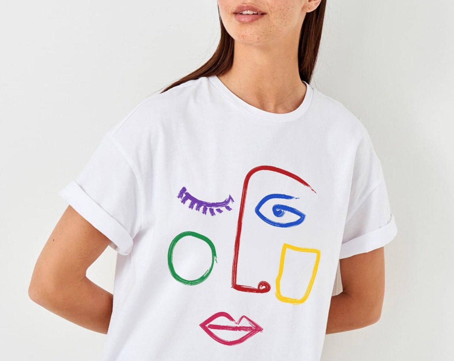 Abstract Face Line Drawing, Pablo Picasso Shirt, Cubism T-Shirt, Art Gift, Painting Shirt, Impressionism, Artist Shirt, Unisex Tee Shirt 3XL