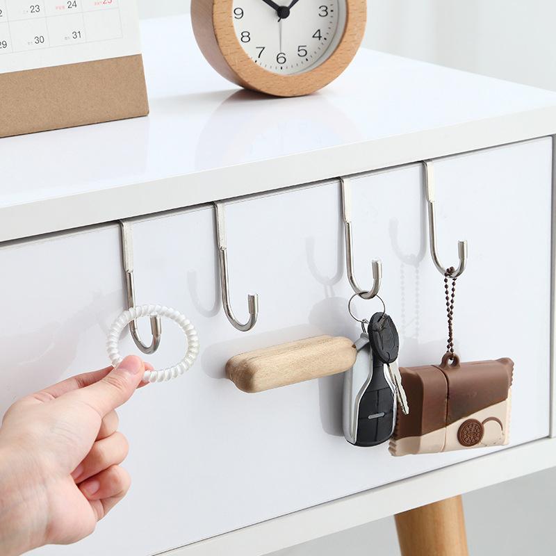 Stainless Steel Bedside Cabinet Door Hook Dormitory Double Hook S-Type Hook Hang Clothes Bathroom Kitchen Hanger S Hook Behind the Door