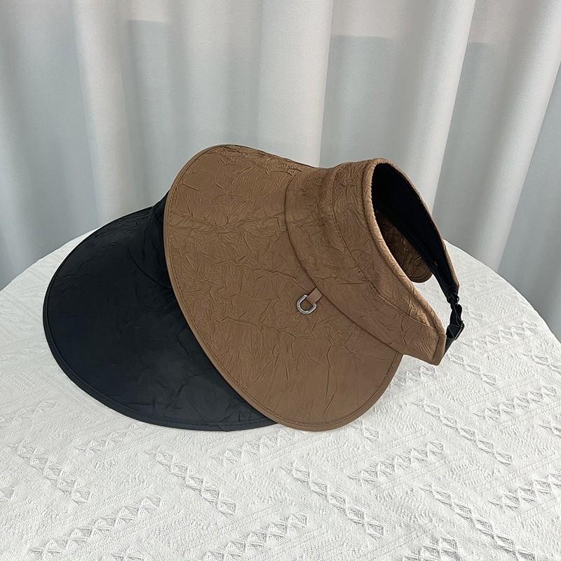 Hollow Top Wrinkled Sun Hat Wide Brim Lightweight Hat Women Travel Accessory