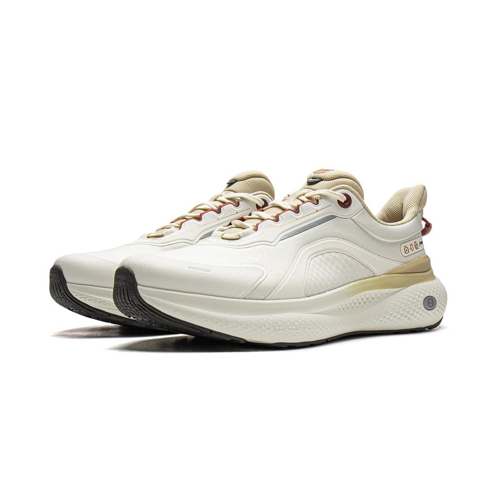 Li Ning SOFT PLUS 2 Cushioning Slip Resistant Abrasion Resistant Height Increasing Low Top Casual Shoes Men's Ecru AGLW013-1