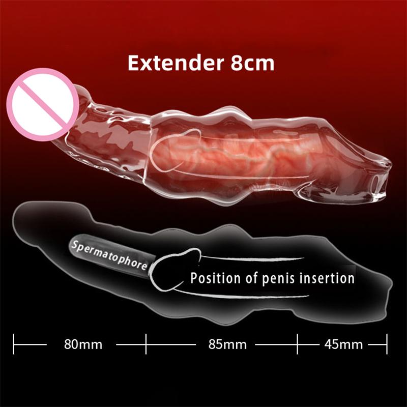 Penis Extension Sleeve Extender 5-8cm Reusable Condoms Soft Delay Ejaculation Penis Extender Dick Sleeve Adult Sex Toys for Men