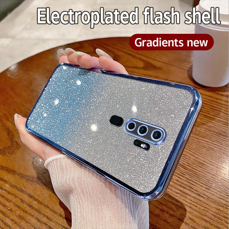 For OPPO A9 2020 Case OPPO A5 2020 Phone Case Shiny Glitter Plating Silicone Camera Lens Soft Back Cover