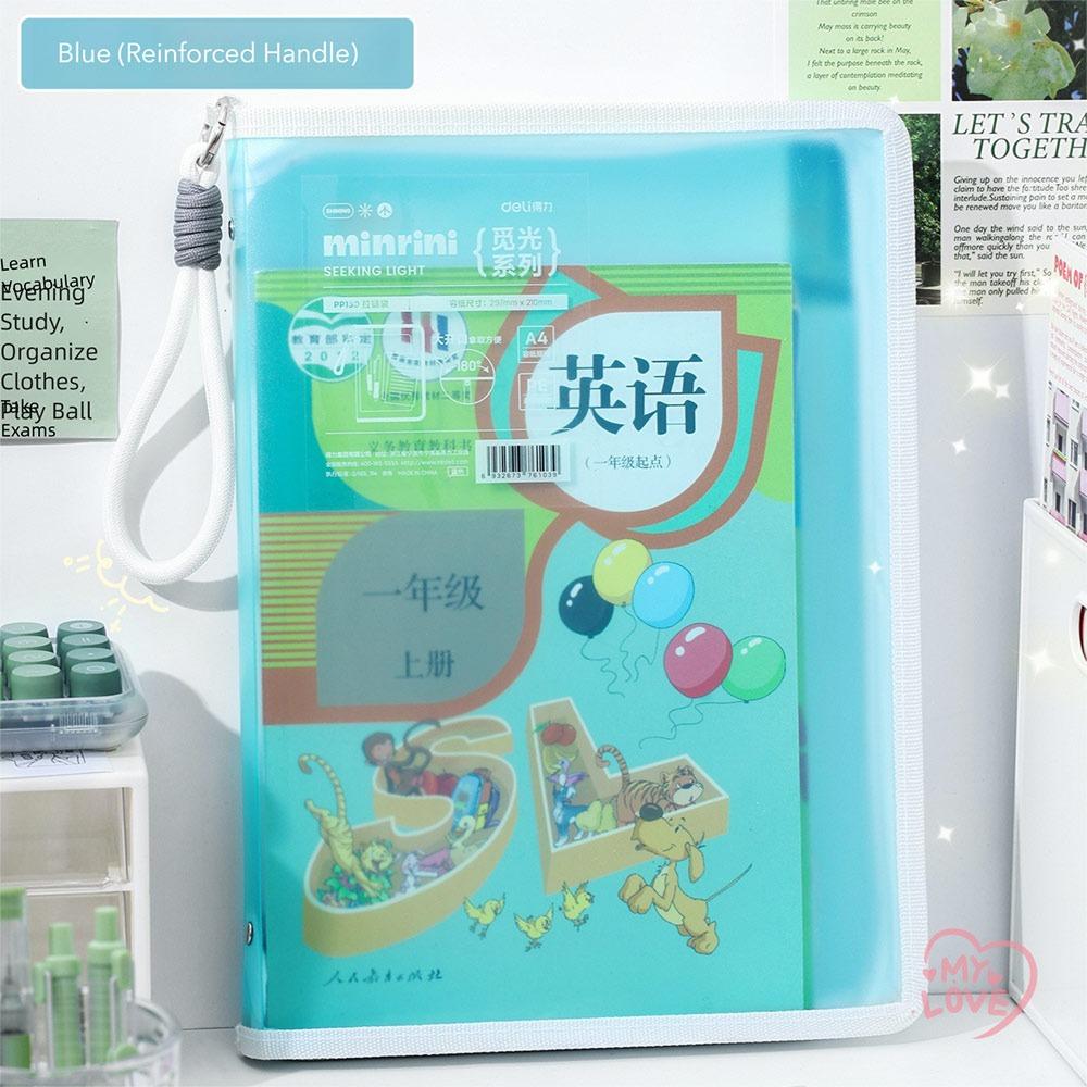 Transparent Colored File Bag A4 Zipper Handbag Gifts Test Paper Storage Bags