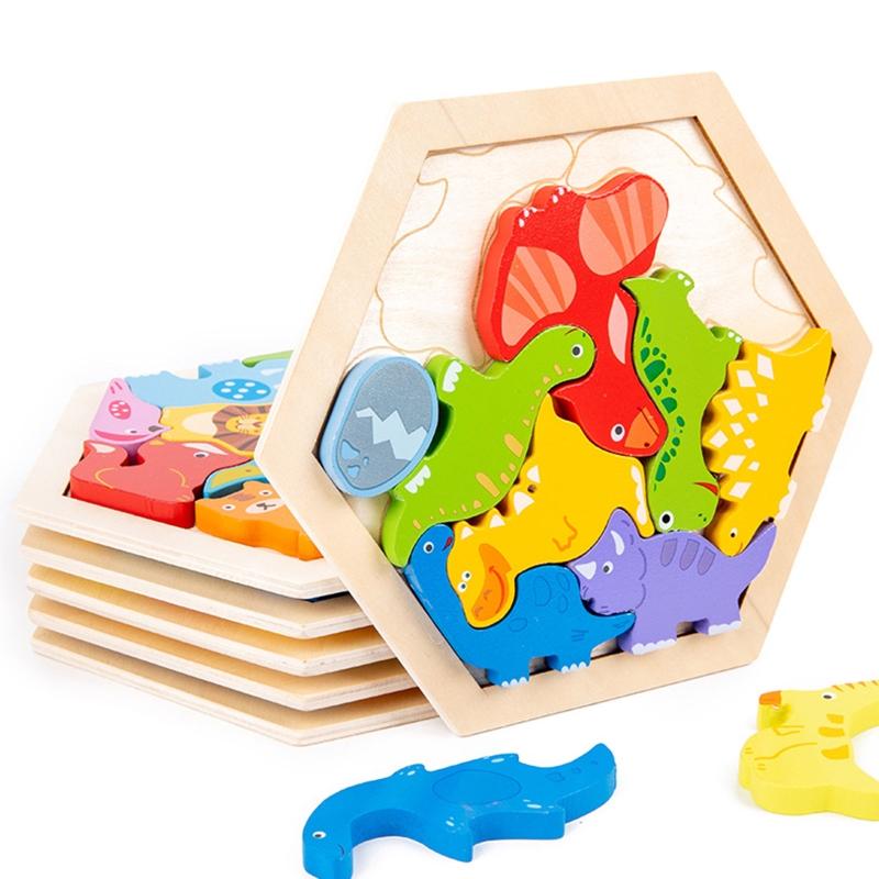 2-in-1 Puzzle Toy Stacking Block Tangrams Puzzle Shape Color Sorting Toy Learning Aids for Preschool Kids Education Gift