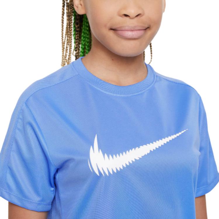 Nike Trophy 23 Logo Print Round Neck Short Sleeve T-Shirt Kids Tops Sky-Blue FD3965-450
