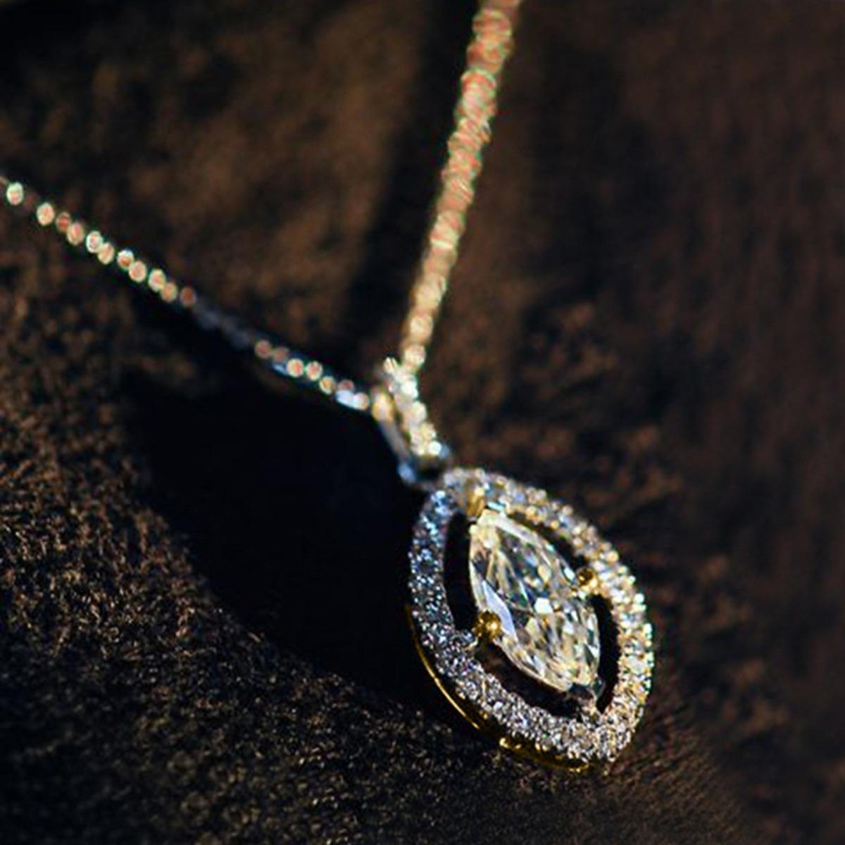 Minimalist Cool Tone Marquise Stone Necklace for Women