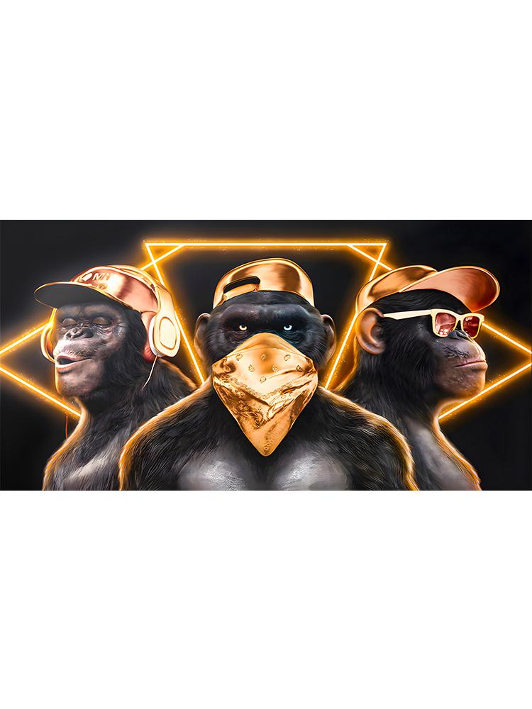 

Забавные три мудрых крутых обезьяны, холст, картина, постеры с животными и принты, современная настенная художественная картина, HD печать для комнаты, домашний декор 50x100cm No Frame