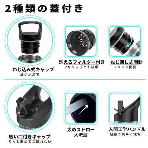 HAPPDA Straw Water Bottle, 1 Liter, Insulated, Large Capacity, Vacuum Insulated, Lightweight, Wide Mouth, Easy To Clean, Leak-Proof, Suitable for Carb